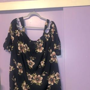 Plus Short Navy Floral Dress
